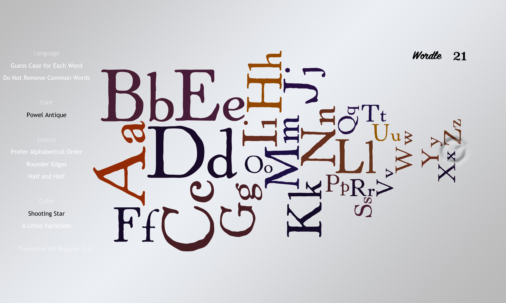 Wordle 34 Font Examples In 6 Color Styles Which One Do You Like Wordle 34 Font Examples In 6 Color Styles Which One Do You Like
